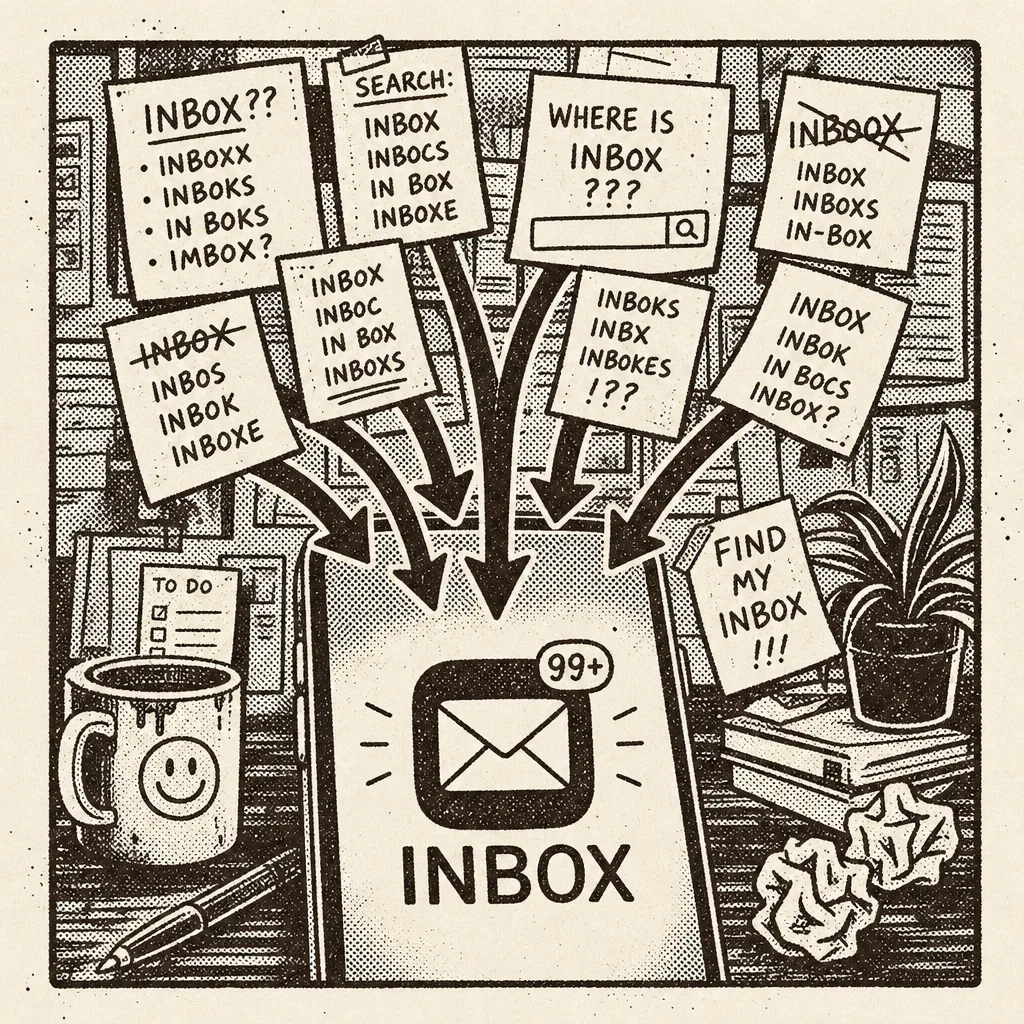 Routing arrows into a labeled inbox app