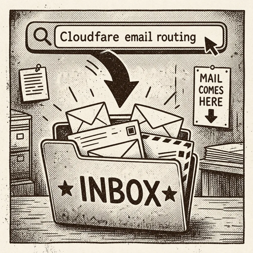 Lo-fi illustration of a misspelled search leading to an inbox