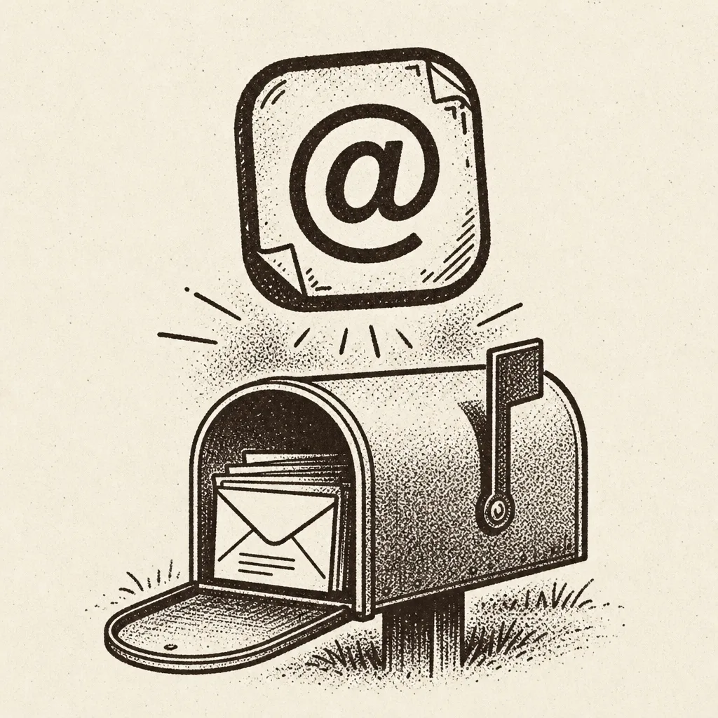 Simple app icon above a domain mailbox