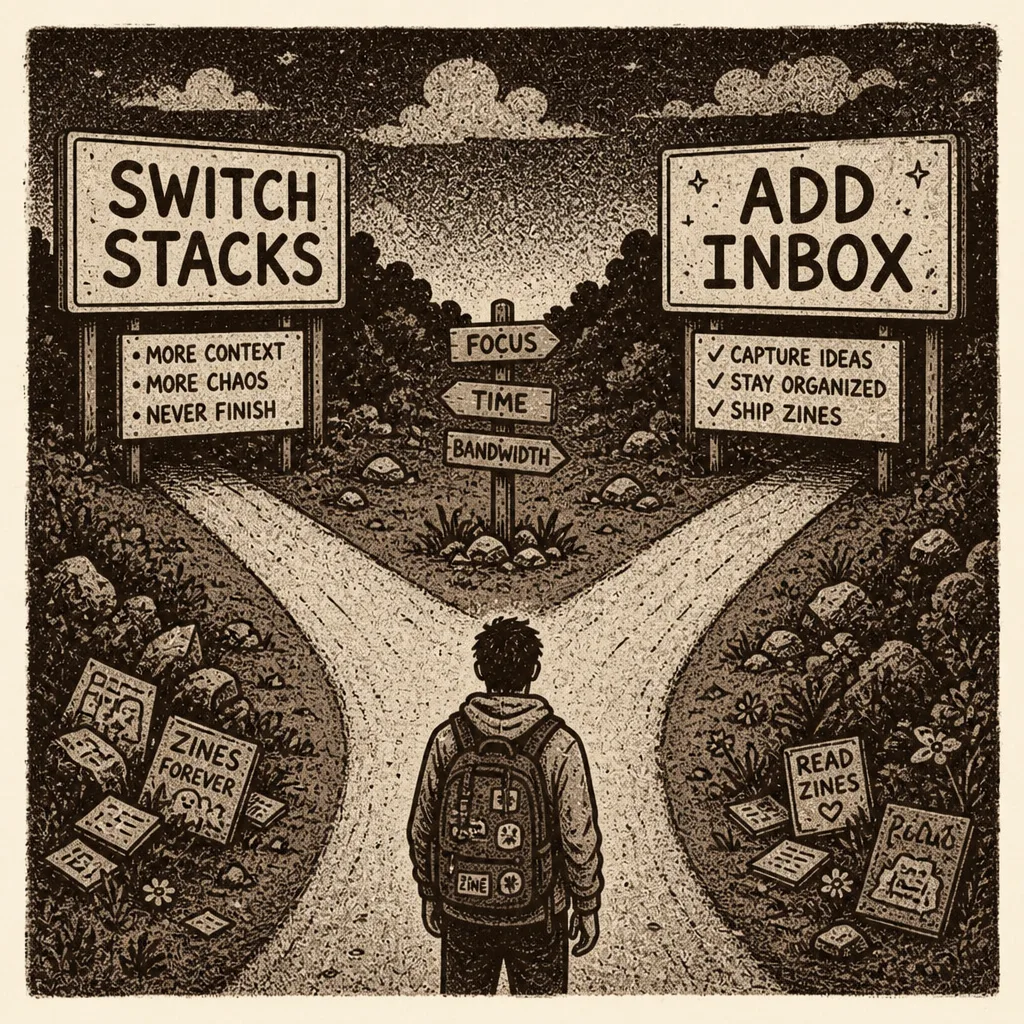 Forked road labeled switch stacks vs add inbox