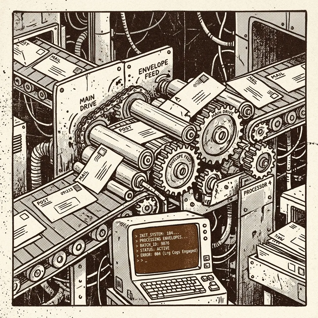 Worker gears connected to an inbox UI