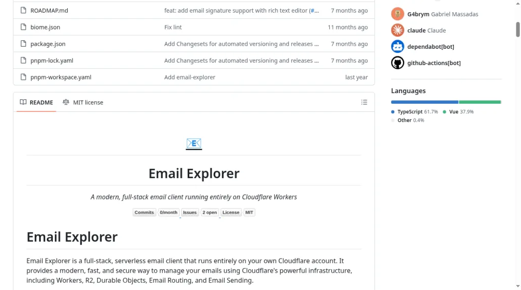 GitHub README for G4brym/email-explorer